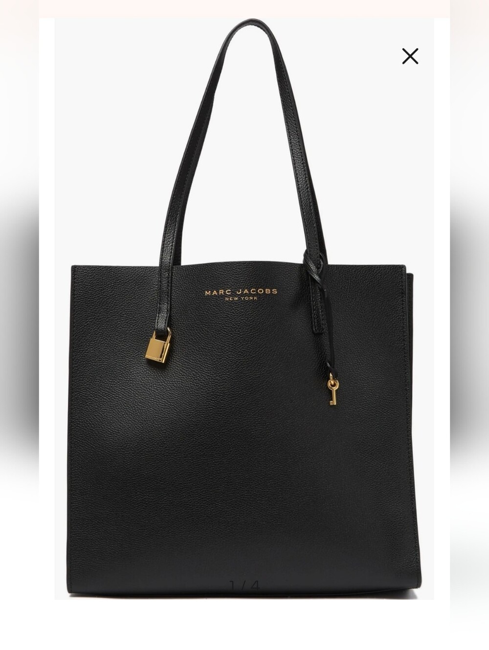 Marc Jacobs Black Leather Grind Tote with Gold Charm Accents